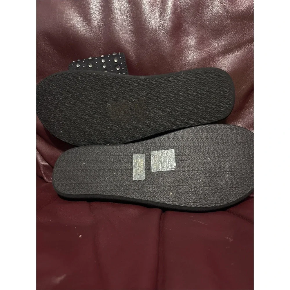 Michael Kors MK Rhinestone Diamond Black Slides Sz 8